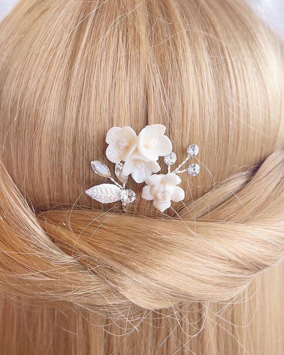 Thumbnail: Bridal Silver Hair Stick Set 152443