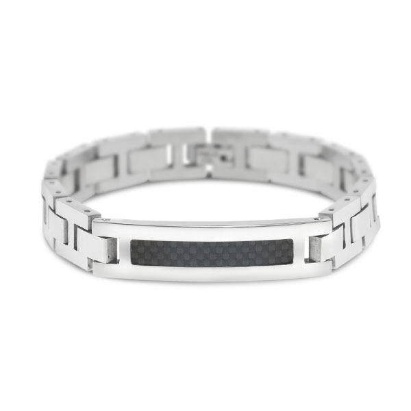 Stainless Steel Carbon Fiber ID Bracelet 150124
