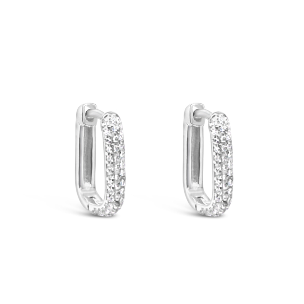 Sterling Silver Pave Cubic Zirconia U shape Huggies154827