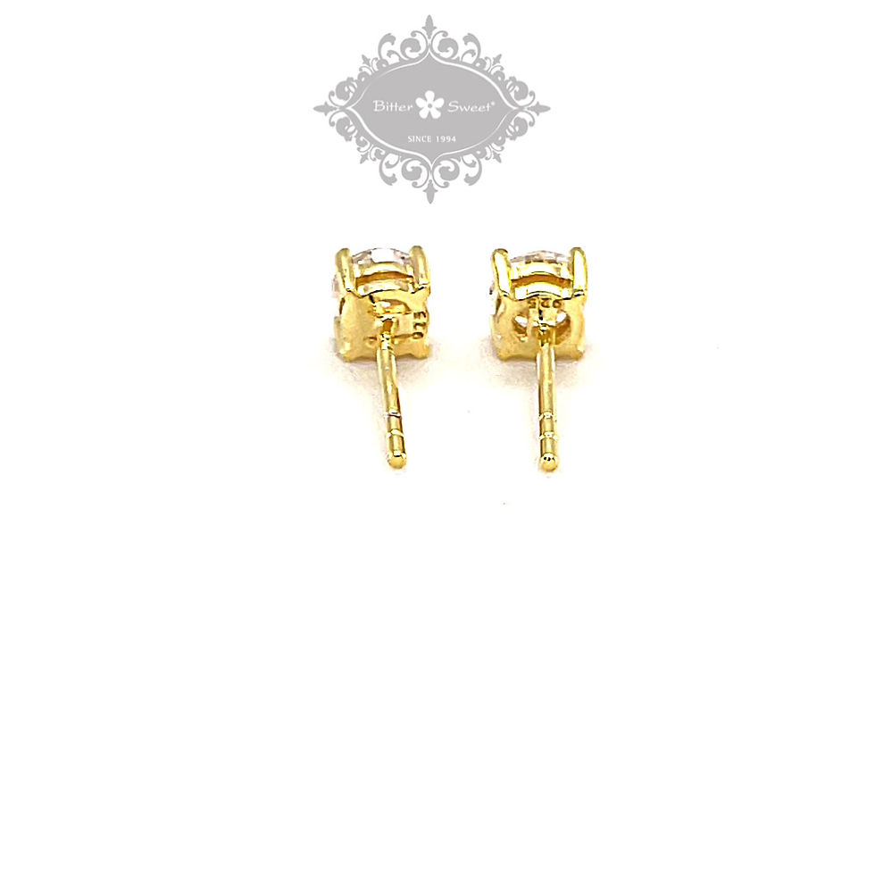 Thumbnail: Gold Plated Sterling Silver 5mmCubic Zirconia 8 Hearts 8 Arrows Studs 143345