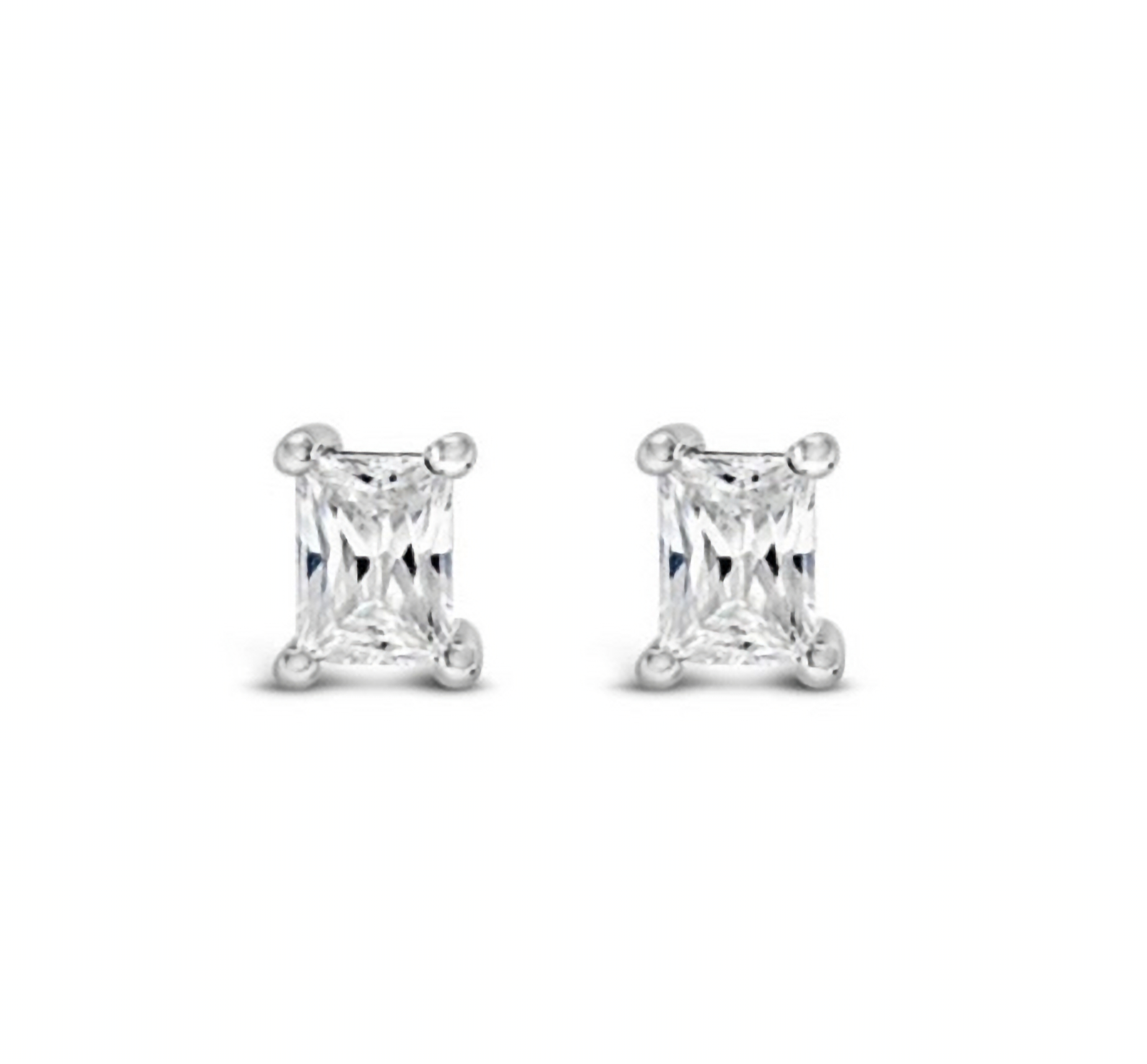 Sterling Silver 3x4mm Cubic Zirconia Baguette Studs 143348