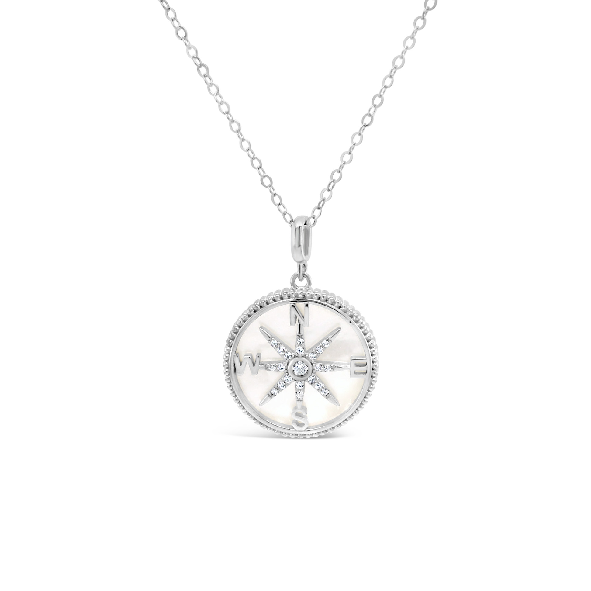 Sterling Silver Cubic Zirconia Compass Necklace 155307