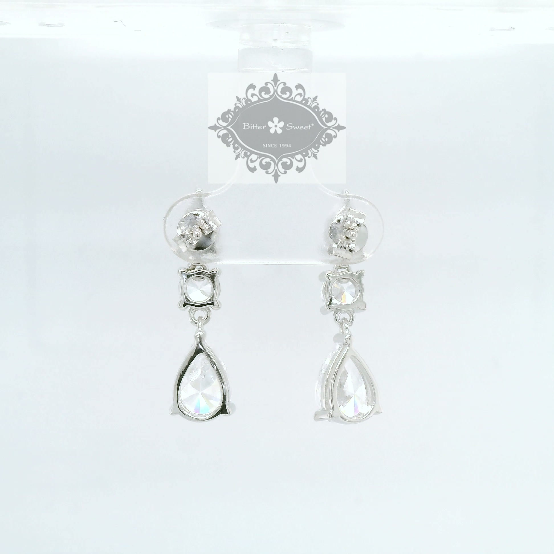 Sterling Silver Tear Drop Cubic Zirconia Earrings 155492