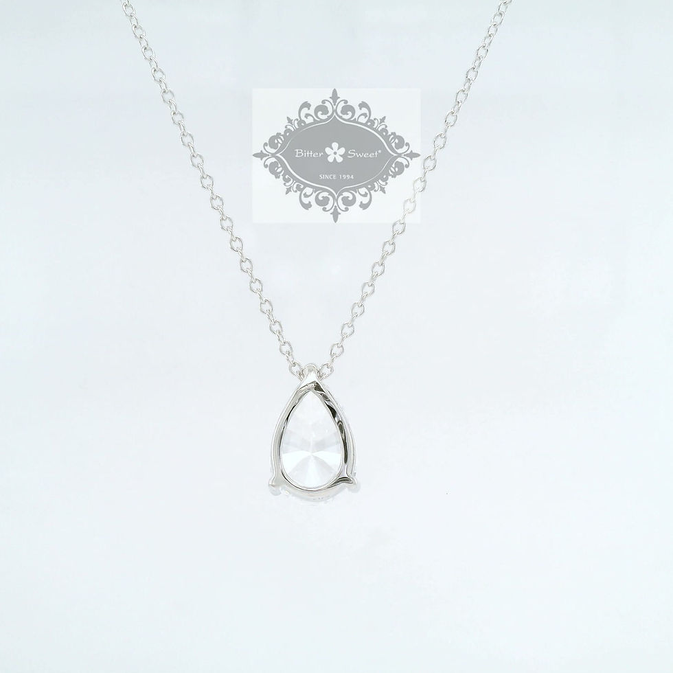 Thumbnail: Sterling Silver Tear Drop 8x12mm  Cubic  Zirconia Necklace 155481