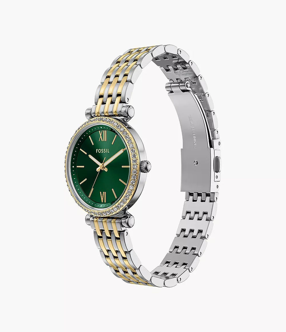 Thumbnail: Fossil Carlie Three-Hand Green Face 2 Tone Stainless Steel Watch 155908
