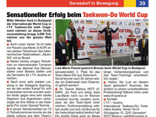 ITF Taekwon-Do World Cup Medaillen Gewinnerin in den Nachrichten