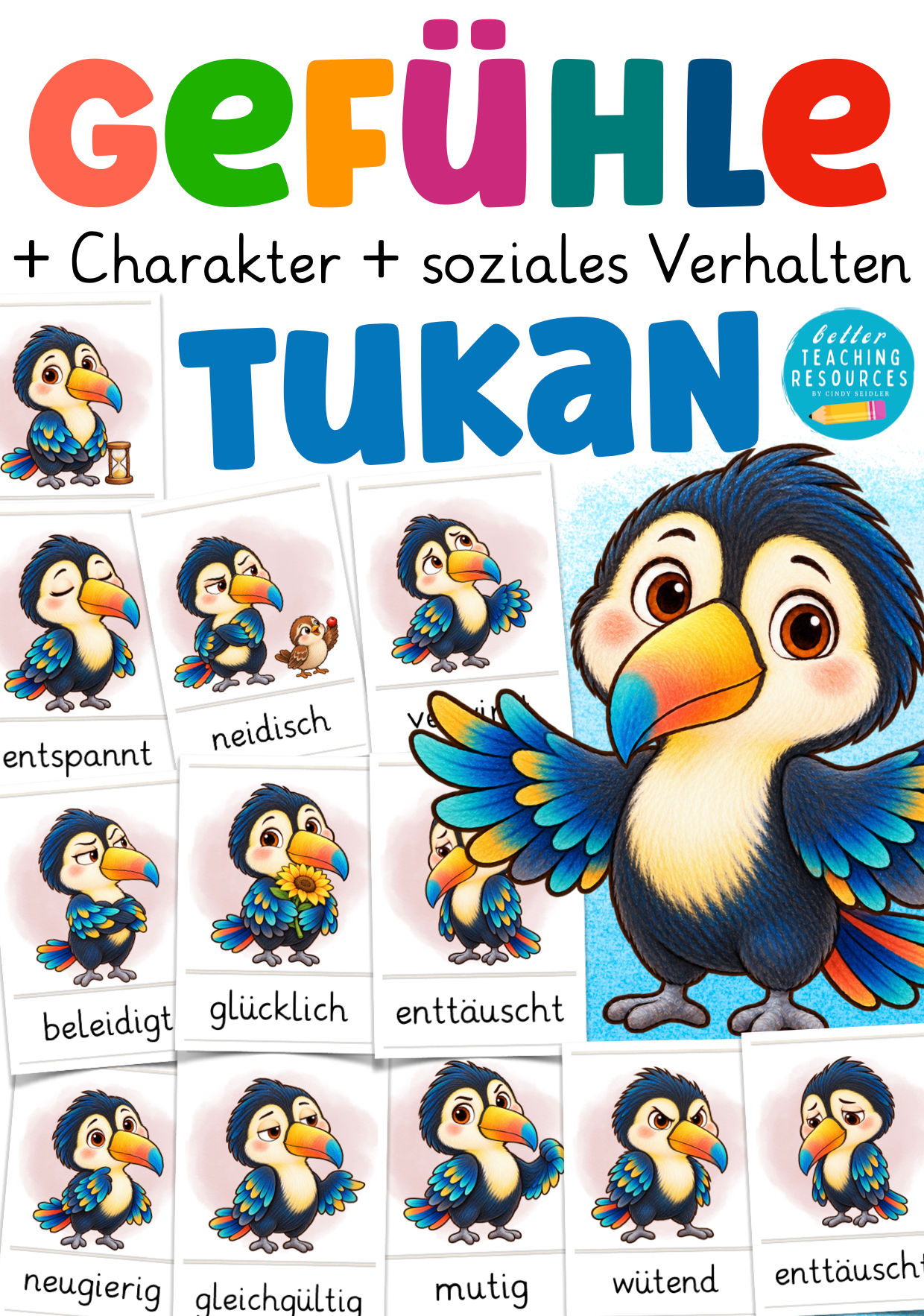 Gefühlskarten Tukanklasse mit Klassentier Tukan – Gefühle, Charakter und soziales Verhalten