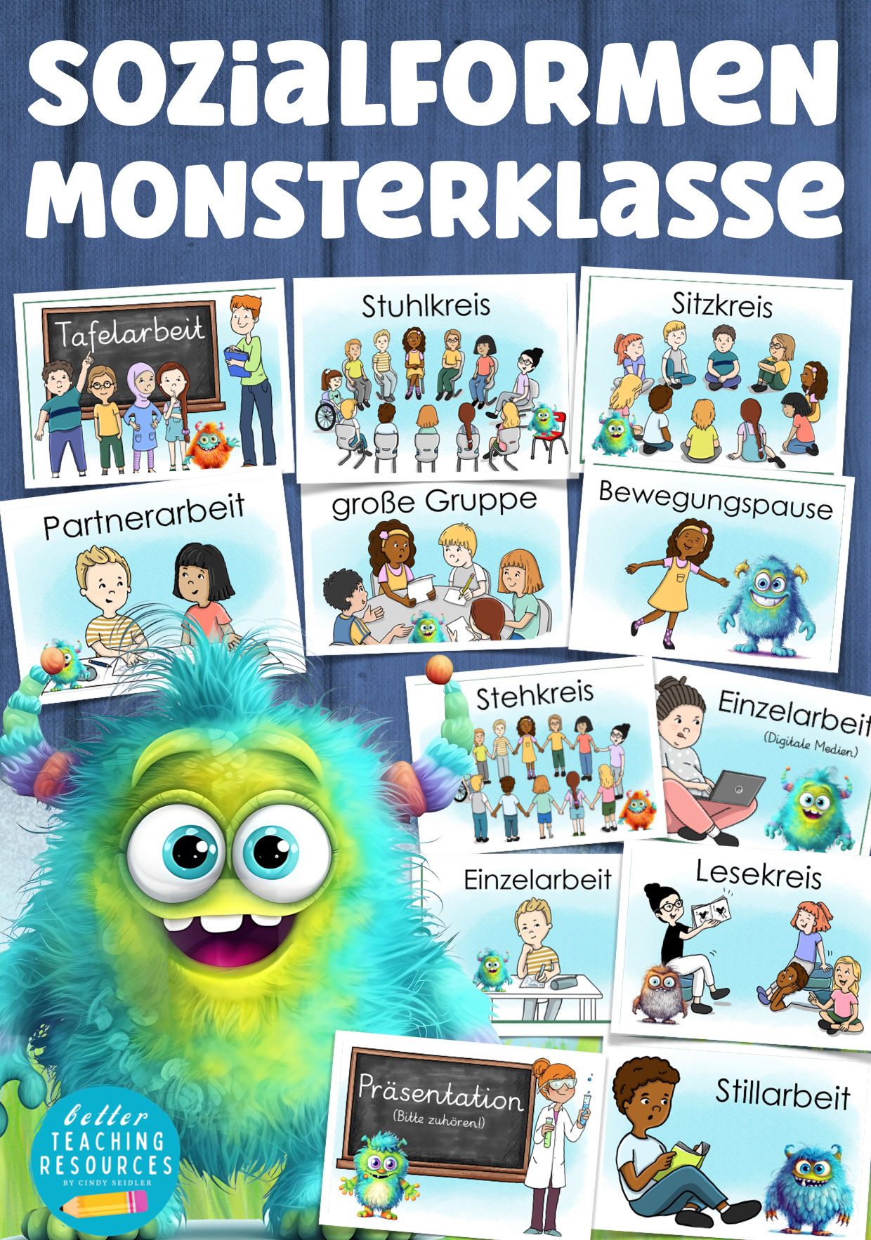 Monsterklasse Klassenmaskottchen Monster Sozialformen Tafelmaterial Grundschule