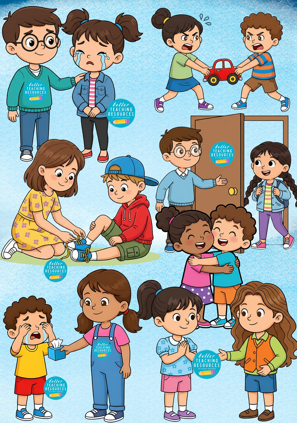 Sozialverhalten und Gefühle Cliparts für die Materialerstellung Grundschule