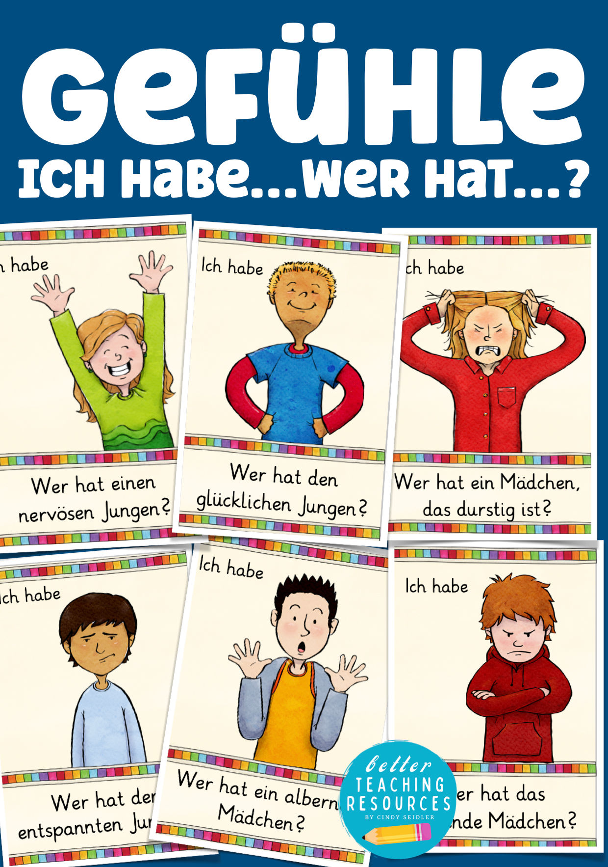 Gefühle und Emotionen Spiel Deutsch als Zweitsprache Ich habe wer hat PDF Unterrichtsmaterial