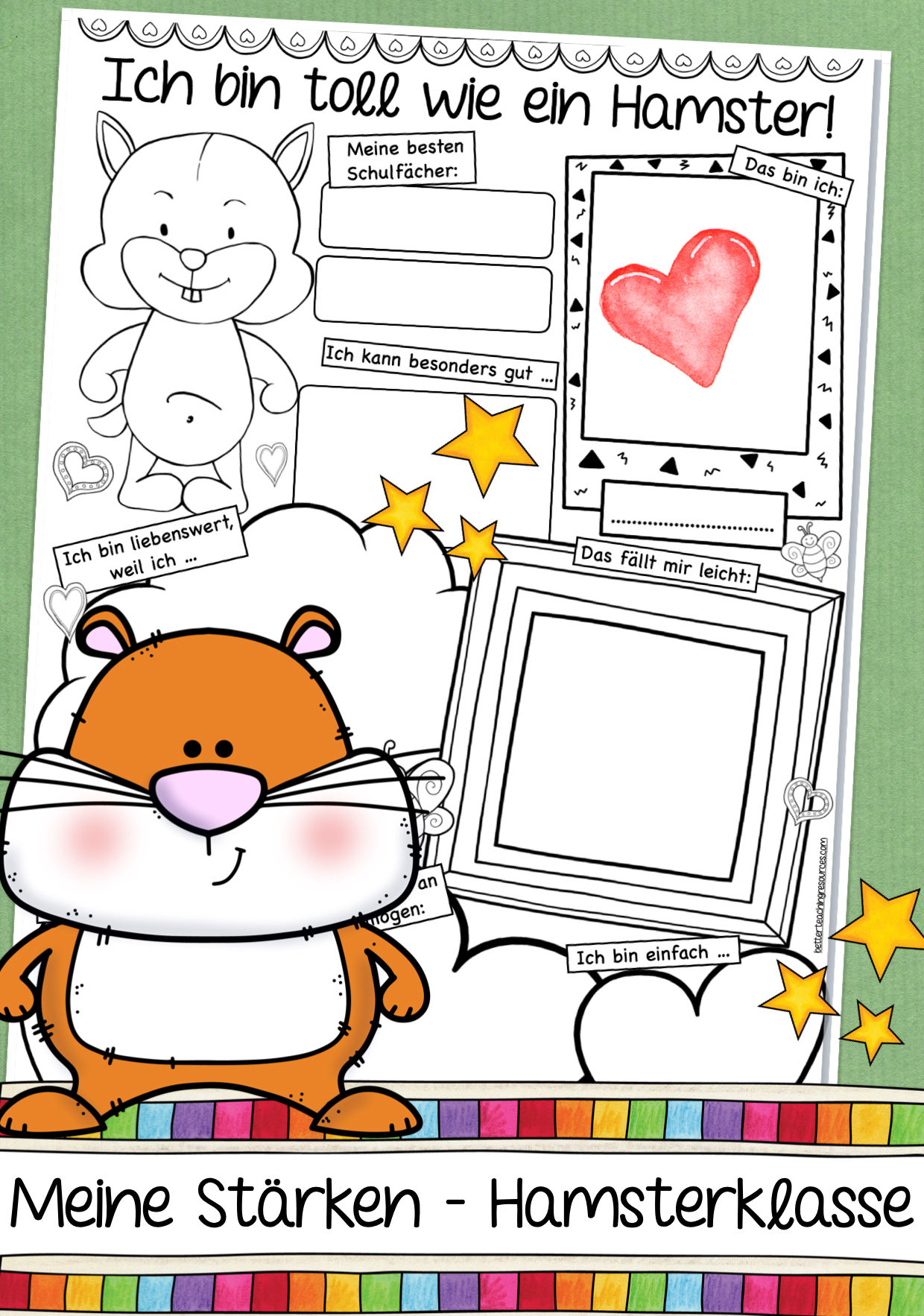 Meine Stärken - Hamsterklasse I Deutsch und Ethik Klassentier Hamster Arbeitsblätter Reflexion