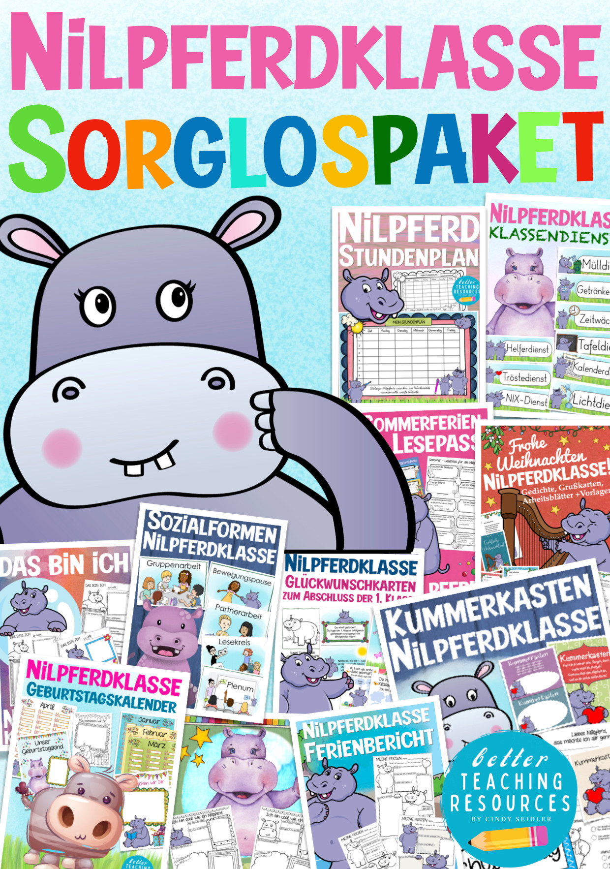 Materialpaket für die Nilpferdklasse mit Klassentier Nilpferd in der Grundschule