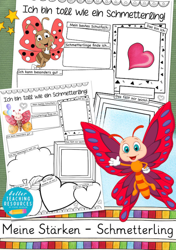 Meine Stärken - Schmetterlingsklasse I  Klassentier Schmetterling Unterrichtsmaterial Grundschule
