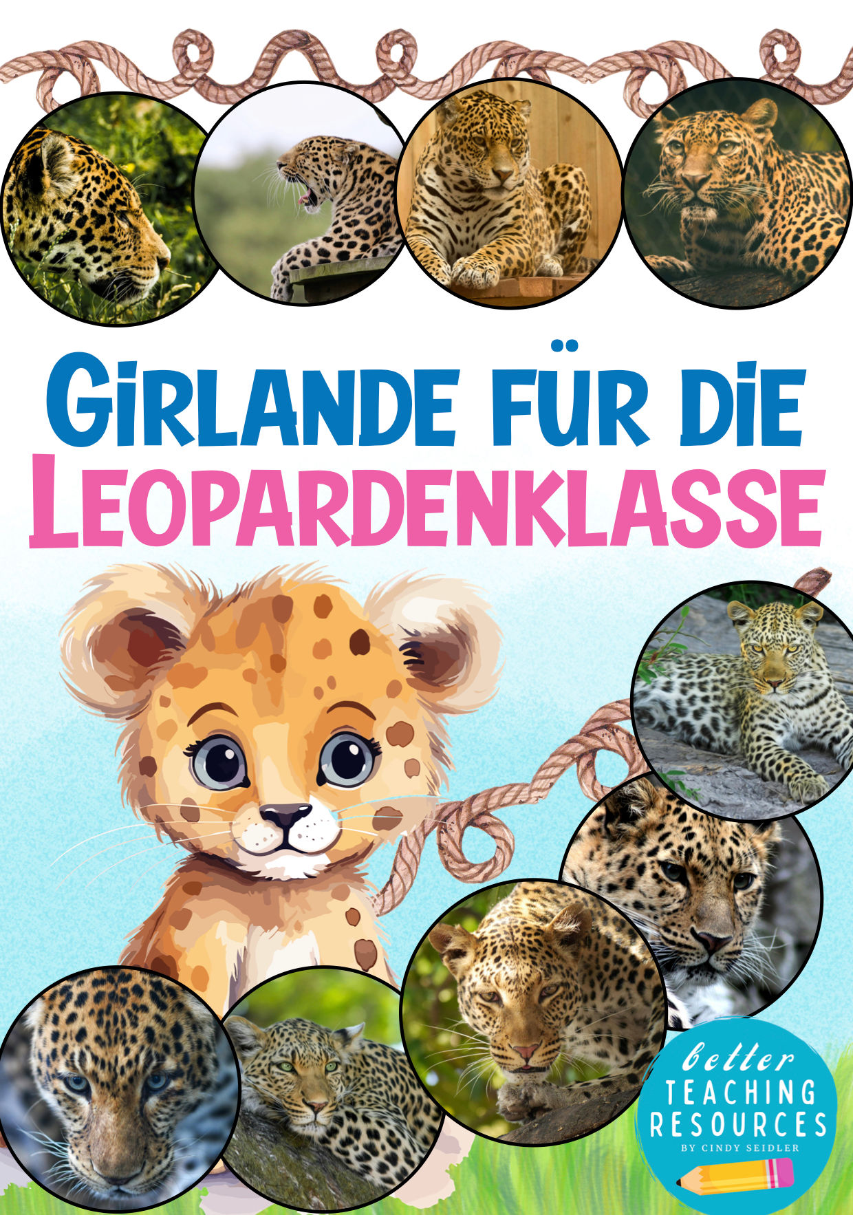 Leopardenklasse Girlande Schulanfang Grundschule Klassentier Leopard