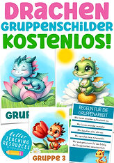 Kostenlose Gruppenschilder für die Drachenklasse mit Klassentier Drache.
