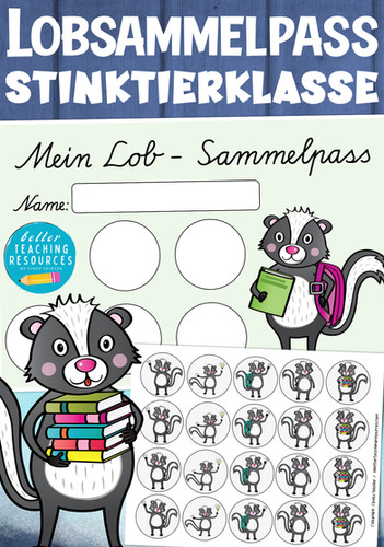 Klassentier Stinktier Lobkarten | Stinktierklasse Lobkärtchen für die ...