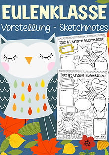 Eulenklasse Klassentier Eule Klassenmaskottchen Material Arbeitsblätter für die Grundschule - Klasse vorstellen kreatives Schreiben I Cindy Seidler