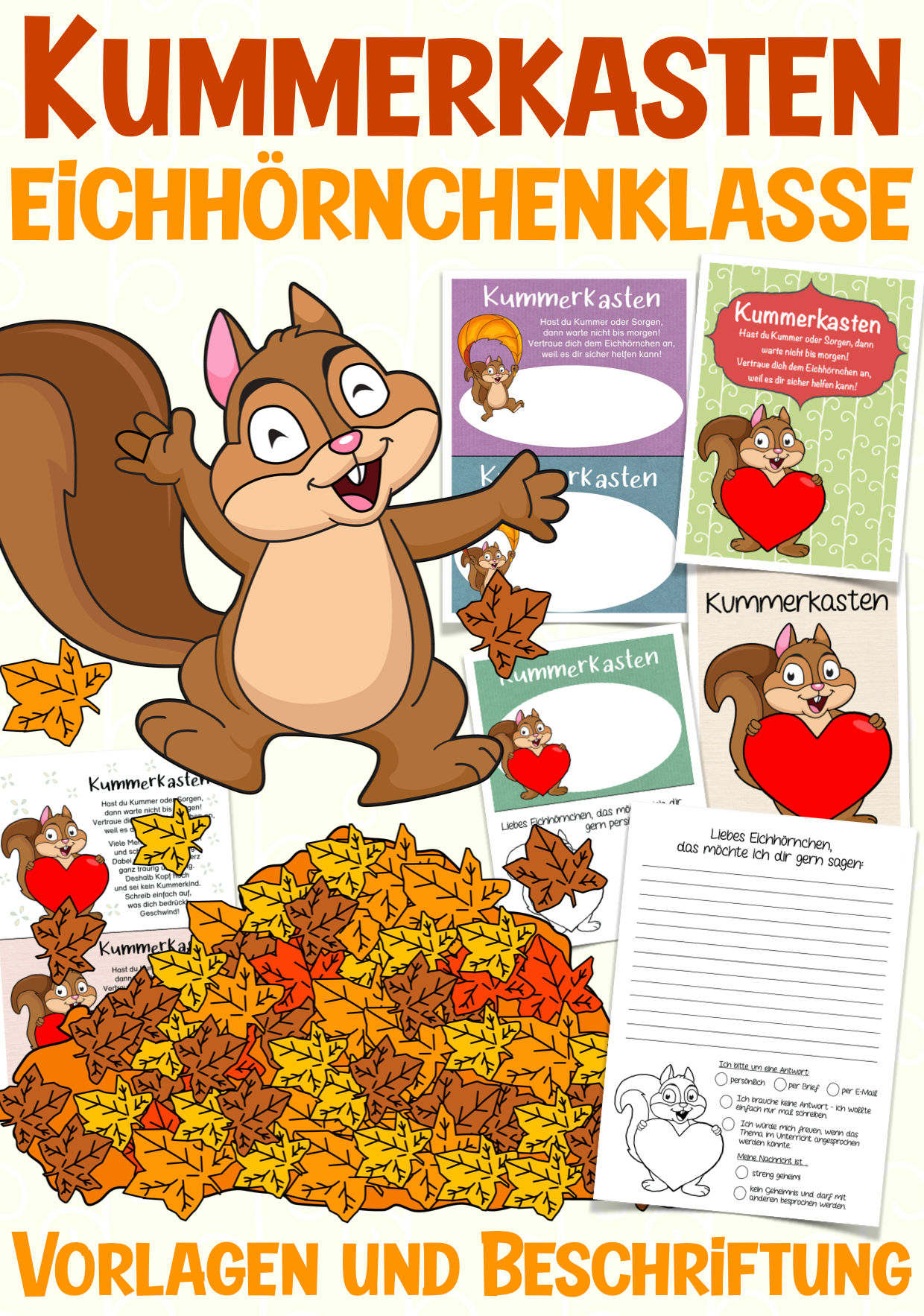 Eichhörnchenklasse Klassentier Eichhörnchen Kummerkasten Sorgenfresser Grundschule Bastelvorlage