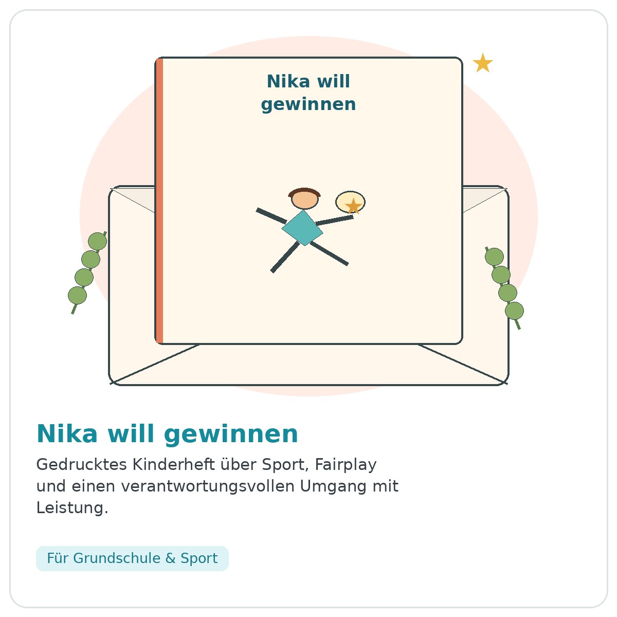 Illustration zu Nika will gewinnen mit Sportmotiv – kostenloses Kinderheft zu Fairplay und verantwortungsvollem Umgang mit Leistung