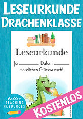 Leseurkunde für die Drachenklasse mit dem Klassentier Drache.