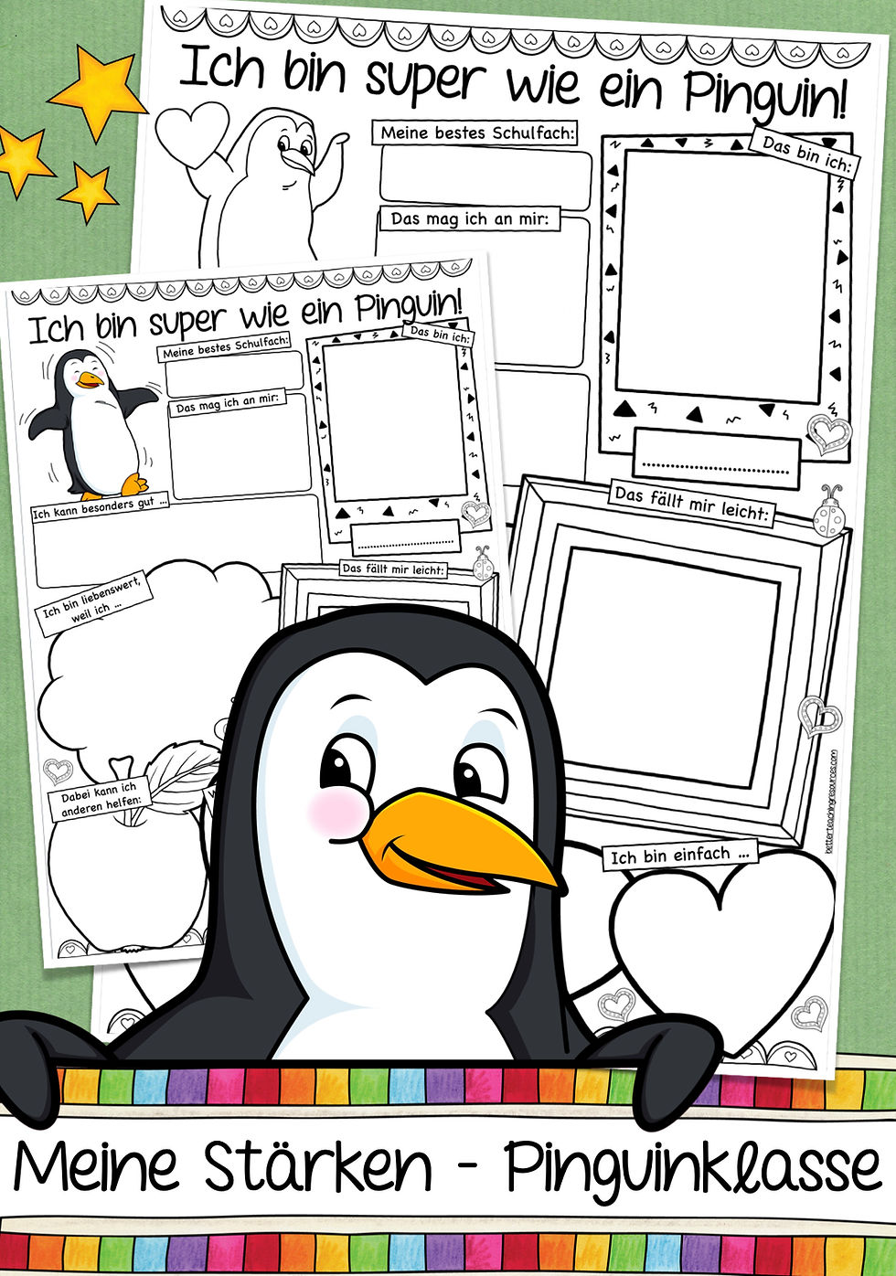 Meine Stärken - Pinguinklasse I Deutsch und Ethik Klassentier Pinguin Unterrichtsmaterial Grundschule Klassenmaskottchen