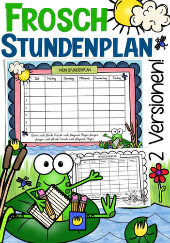 Froschklasse Stundenplan Klassentier Frosch | PDF Vorlage Grundschule