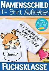 Namensschilder für die Fuchsklasse mit dem Klassentier Fuchs.