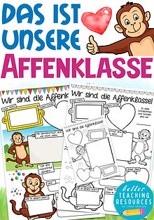 Affenklasse Klassentier Affe Klassenmaskottchen Material Arbeitsblätter für die Grundschule - Klasse vorstellen kreatives Schreiben I Cindy Seidler