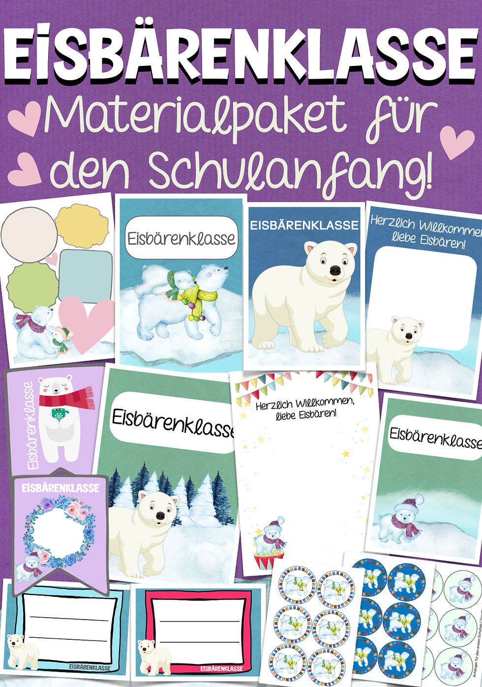 Miniaturbild: Eisbärenklasse Klassentier Eisbär Materialpaket Schulanfang für die Klassenmaskottchen Eisbären Grundschule