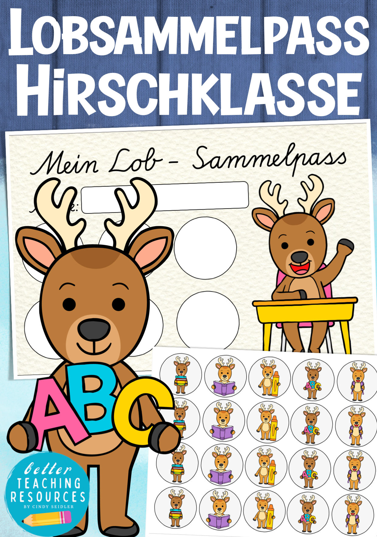 Hirschklasse Klassentier Hirsch Grundschule Stempelpass Vorlage