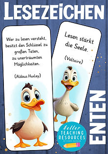 Entenklasse Lesezeichen als Geschenk für den Schulanfang oder den Deutschunterricht in der 1. Klasse Klassentier Ente