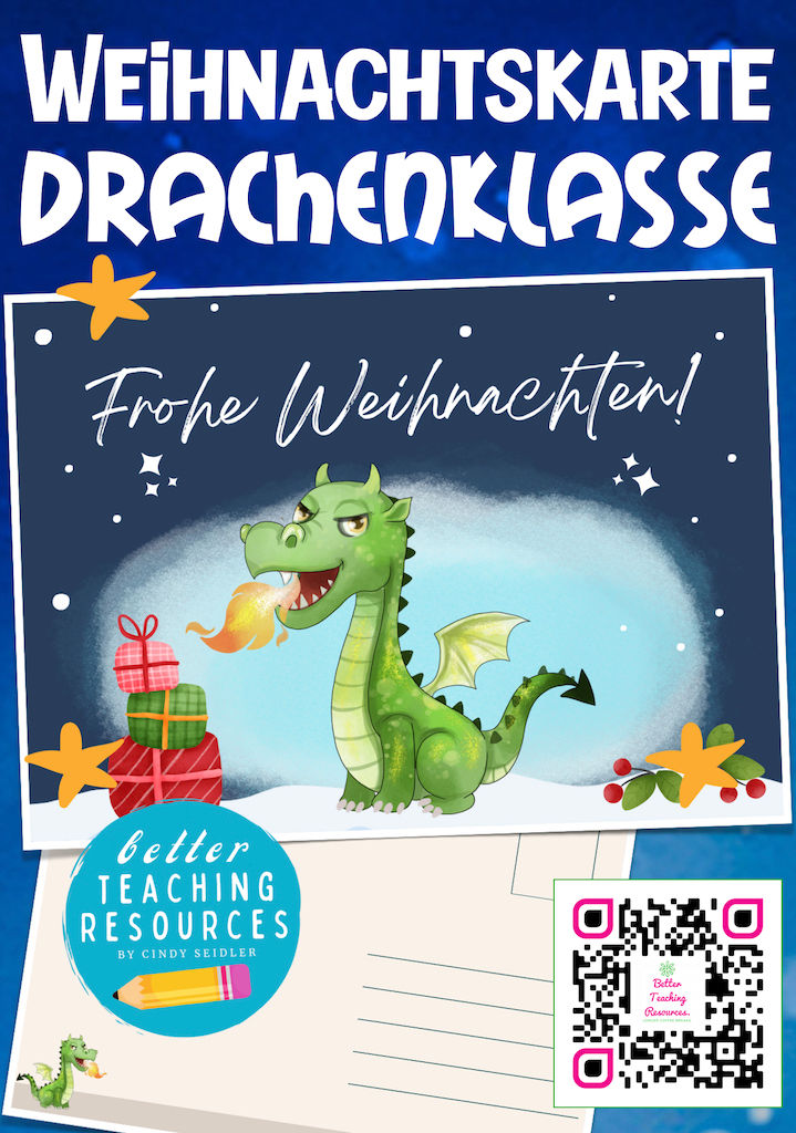 Miniaturbild: Drachenklasse Klassentier Drache Weihnachtskarte Drache für die Grundschule