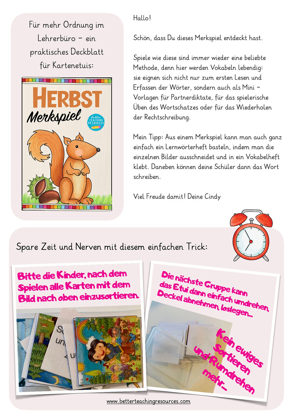 Miniaturbild: Herbst Memory Spiel für den Unterricht in Deutsch als Zweitsprache Grundschule  plus Deckblatt