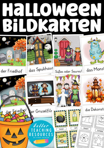Halloween Bildkarten für Deutsch in der Grundschule I Bild- und ...