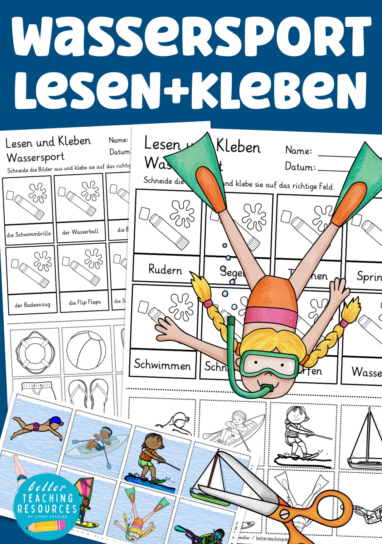 Wassersport Wortschatz Spiel Deutschunterricht in der Grundschule und Deutsch als Zweitsprache  Unterrichtsmaterial