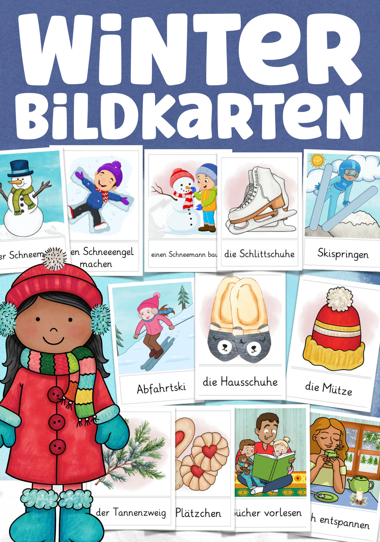 Bild- und Wortkarten Winter Jahreszeiten für Deutsch in der Grundschule Wortschatz Bildkarten PDF