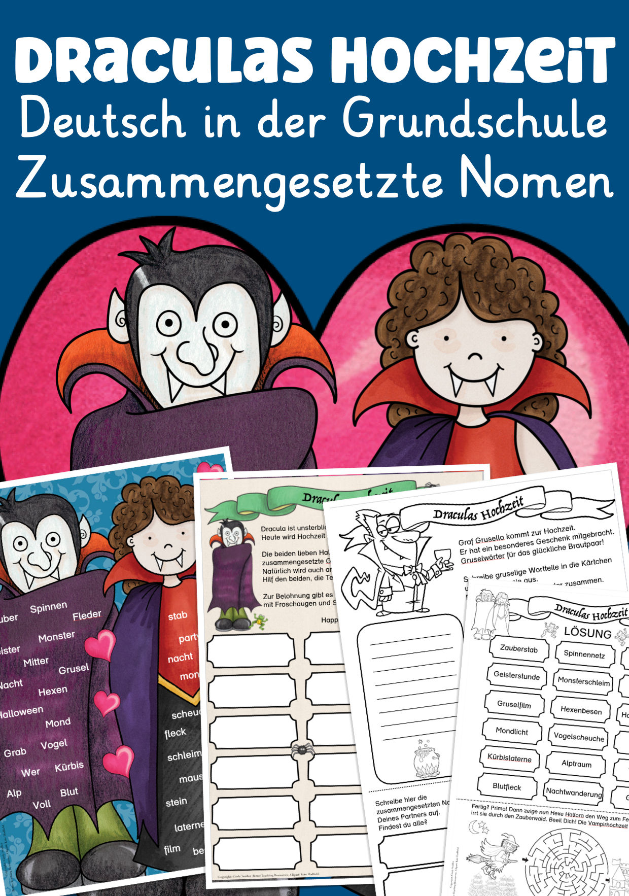 Halloween Arbeitsblätter Deutsch 1. Klasse 2. Klasse PDF Zusammengesetzte Nomen Grundschule