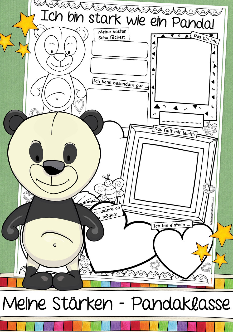Meine Stärken - Pandaklasse I Deutsch und Ethik Klassentier Panda Klassenmaskottchen Grundschule Unterrichtsmaterial