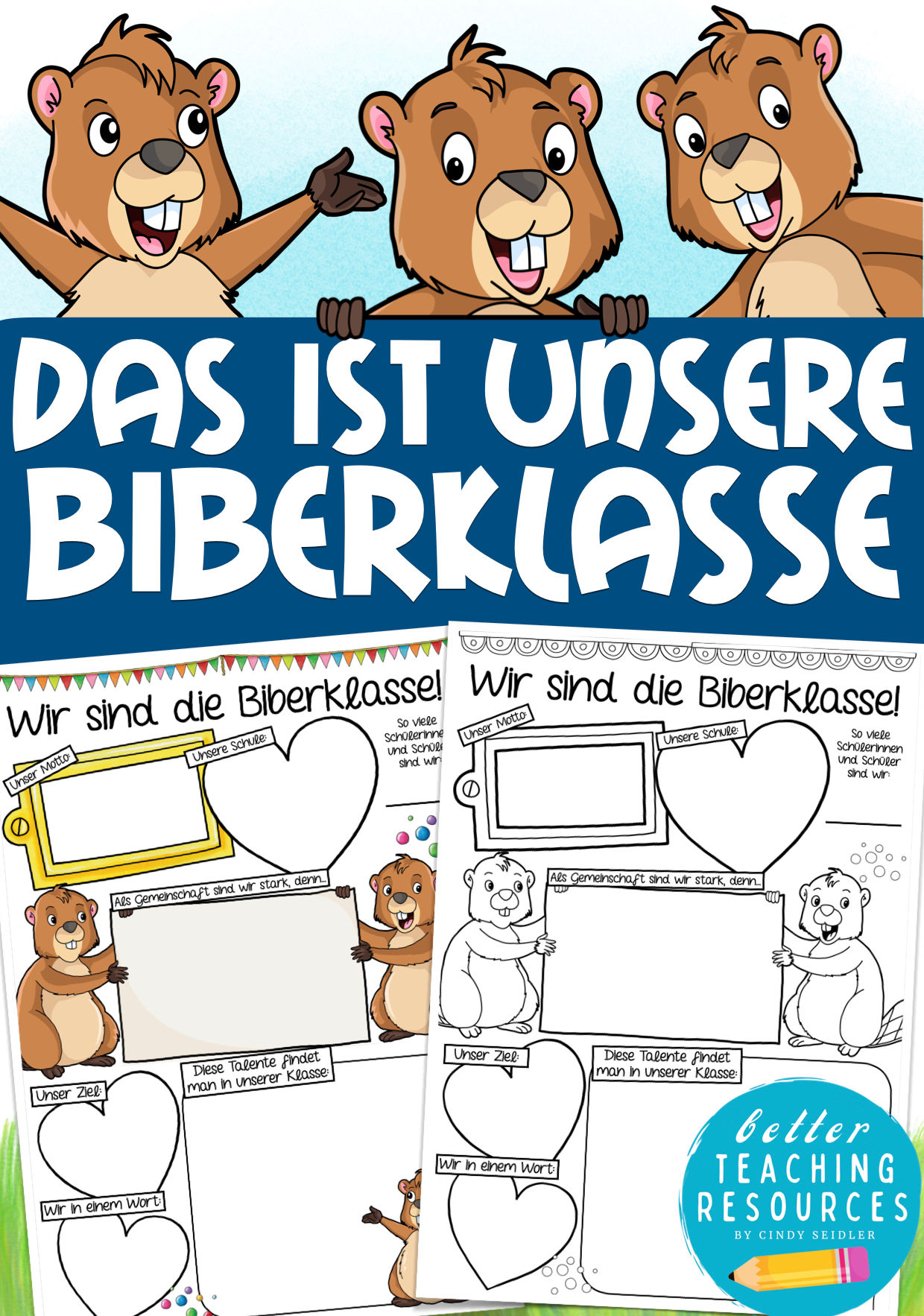 Biberklasse Klassentier Biber Klasse vorstellen Arbeitsblätter Klassenmaskottchen Grundschule