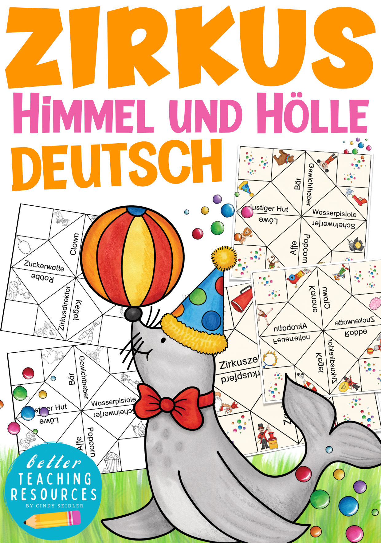 Zirkus Wortschatz Himmel und Hölle Spiel Deutsch Deutsch als Zweitsprache Bastelvorlage Material PDF