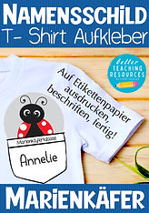 Namensschilder für die Marienkäferklasse mit dem Klassentier Marienkäfer.