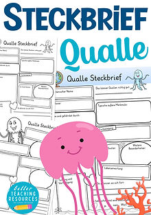 Qualle Steckbrief Arbeitsblätter Sachunterricht oder Sachkunde und Biologie in der Grundschule und Klassentier Qualle Unterrichtsmaterial für die Quallenklasse