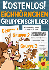 Kostenlose Gruppenschilder für die Eichhörnchenklasse mit Klassentier Eichhörnchen.