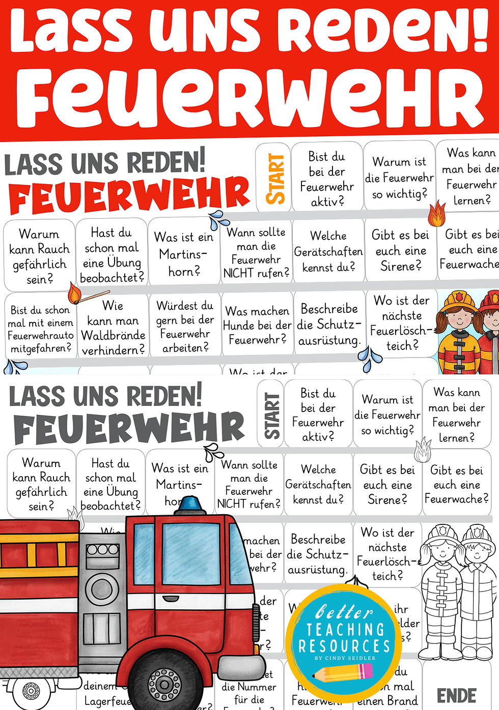 Feuerwehr Berufe Plauderbrettspiel Sachunterricht Unterrichtsmaterial Grundschule Lass uns reden Spiel PDF