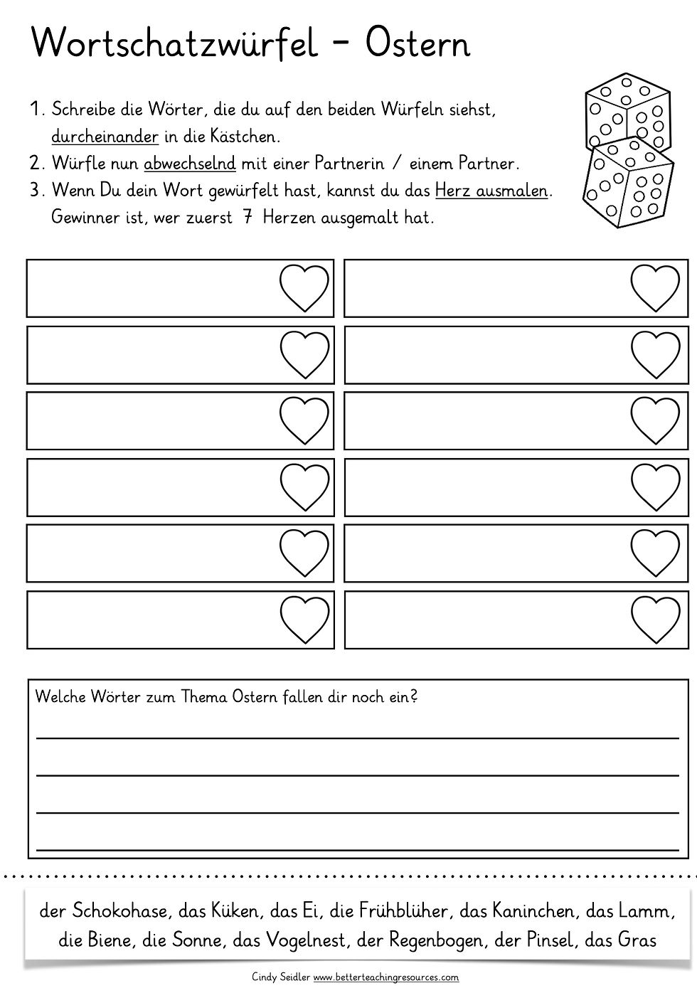 Miniaturbild: Ostern Wortschatz Würfelspiel Bastelvorlage Deutsch + Deutsch als Zweitsprache kostenloses Material Unterrichtsmaterial PDF