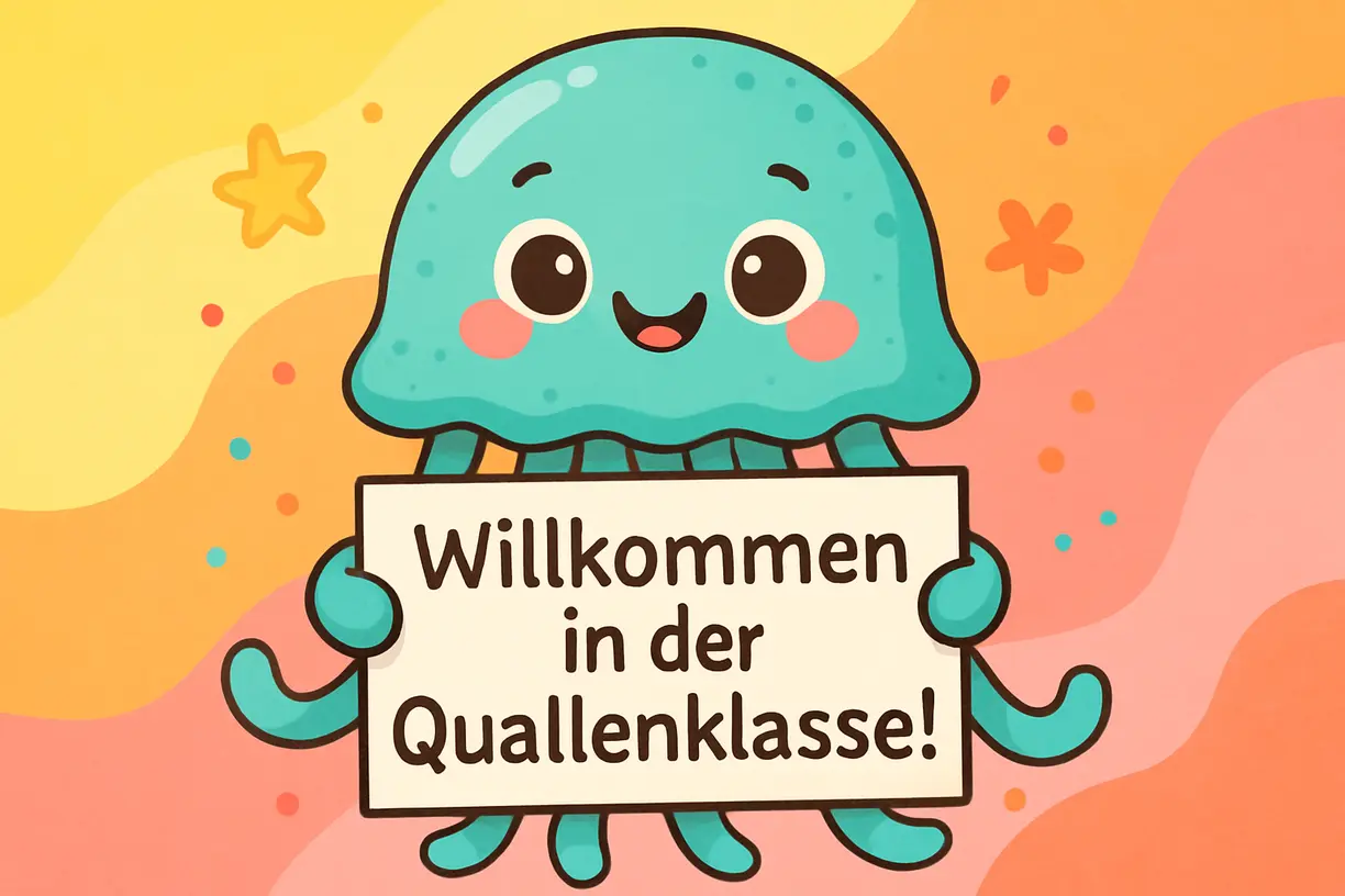 Quallenklasse kostenloses Türschild Klassentier Qualle in der Grundschule