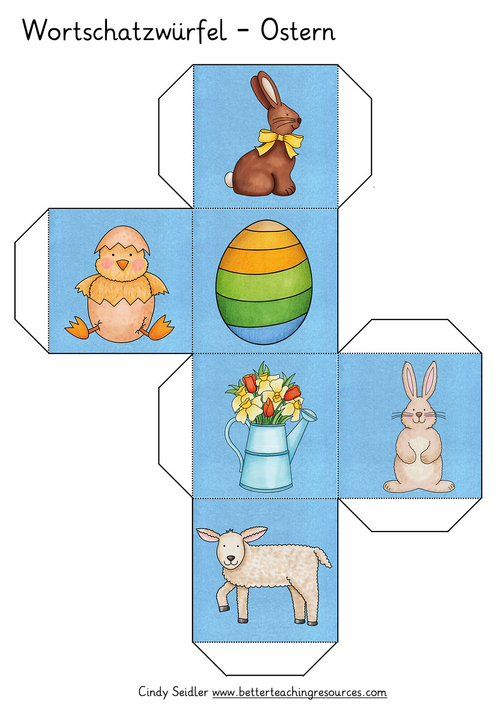 Miniaturbild: Ostern Wortschatz Würfelspiel Bastelvorlage Deutsch + Deutsch als Zweitsprache kostenloses Material Unterrichtsmaterial PDF