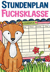 Stundenplan für die Fuchsklasse mit dem Klassentier Fuchs.