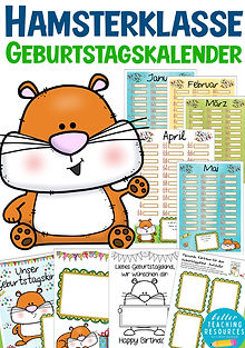 Geburtstagskalender Klassentier Hamster Grundschule Schulanfang Dekoration zur Einschulung Klassenmaskottchen 