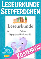 Leseurkunde für die Seepferdchenklasse mit dem Klassentier Seepferdchen.
